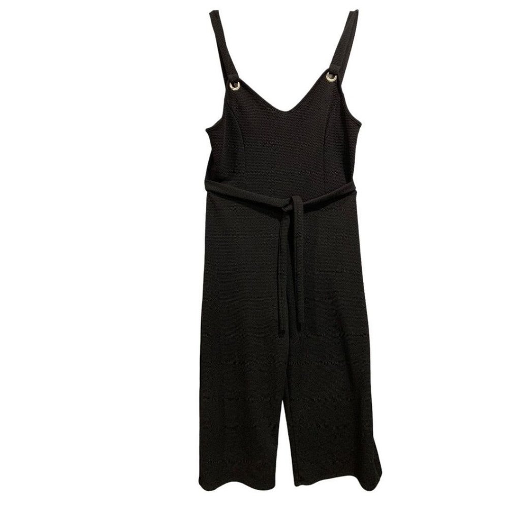 Large Caution to the Wind Women's Black Stretch Sleeveless Jumpsuit Crop